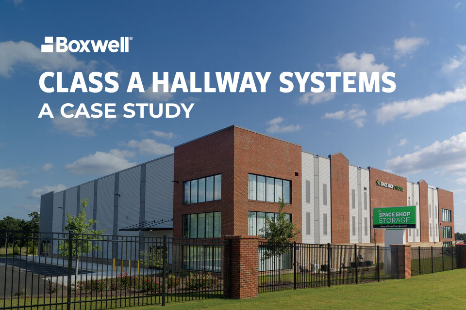 class a hallway system, self storage hallway systems, indoor self storage, climate controlled storage, storage facility design, self storage construction, self storage buildout, storage unit interiors, boxwell hallway system, rentable storage units, flat packed hallway system, fast roi storage, self storage case