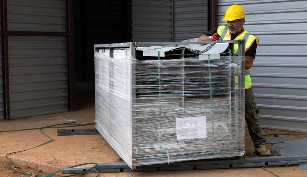 Boxwell hallway systems are shipped flat-packed in order to reduce freight costs.