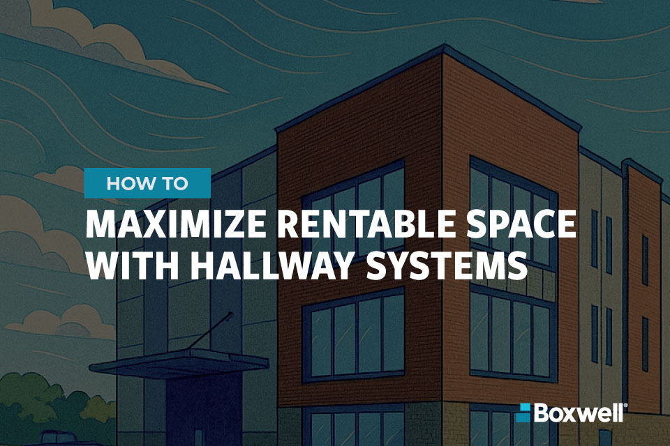 self storage hallway systems, maximize rentable square footage, self storage design efficiency, rentable square footage optimization, storage facility layout design, indoor storage hallway systems, self storage ROI, storage facility efficiency ratio, hallway system design self storage, optimize storage unit layout, increase storage revenue per square foot, self storage development tips, storage facility planning guide, reduce wasted space storage design, corridor design self storage, unit mix optimization storage, self storage conversion design, storage facility layout optimization, improve storage facility profitability, Boxwell hallway systems