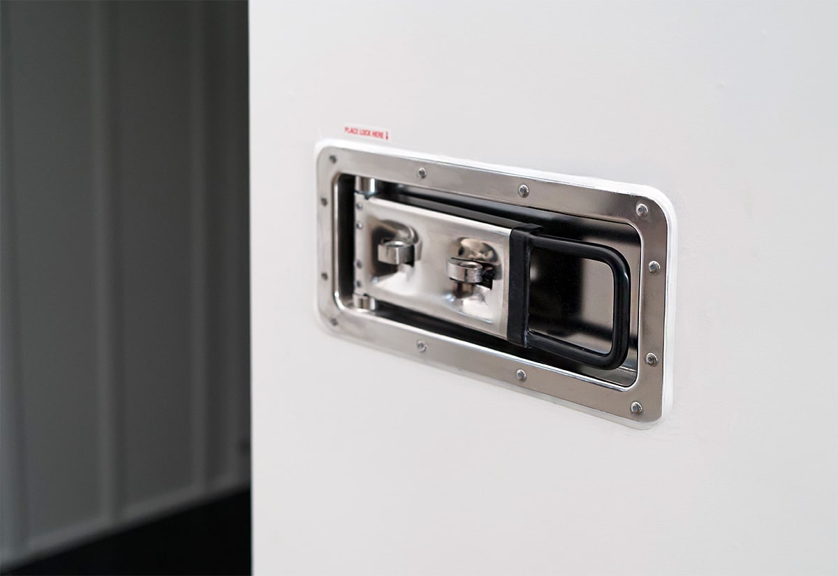 Boxwell Door Latch Assembly made of stainless steel.